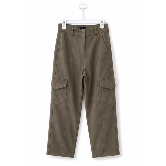 Other Pants - Counterparts Brown Faux Suede Cargo Pants Womens Small High Rise Straight Leg